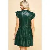 Sofia Hunter Green Pu Leather PINCH Mini Dress-SALE