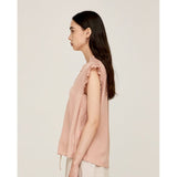 Billy Grade and Gather Peche Ruffle Sleeve Satin Blouse