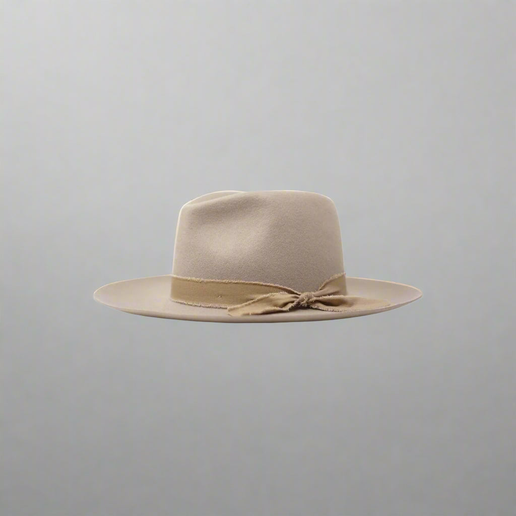 Unisex olive and PIQUE Tan Fedora Hat Olive & Pique - Western Cowboy Hat, 100% Wool Felt, Feather  main image 4