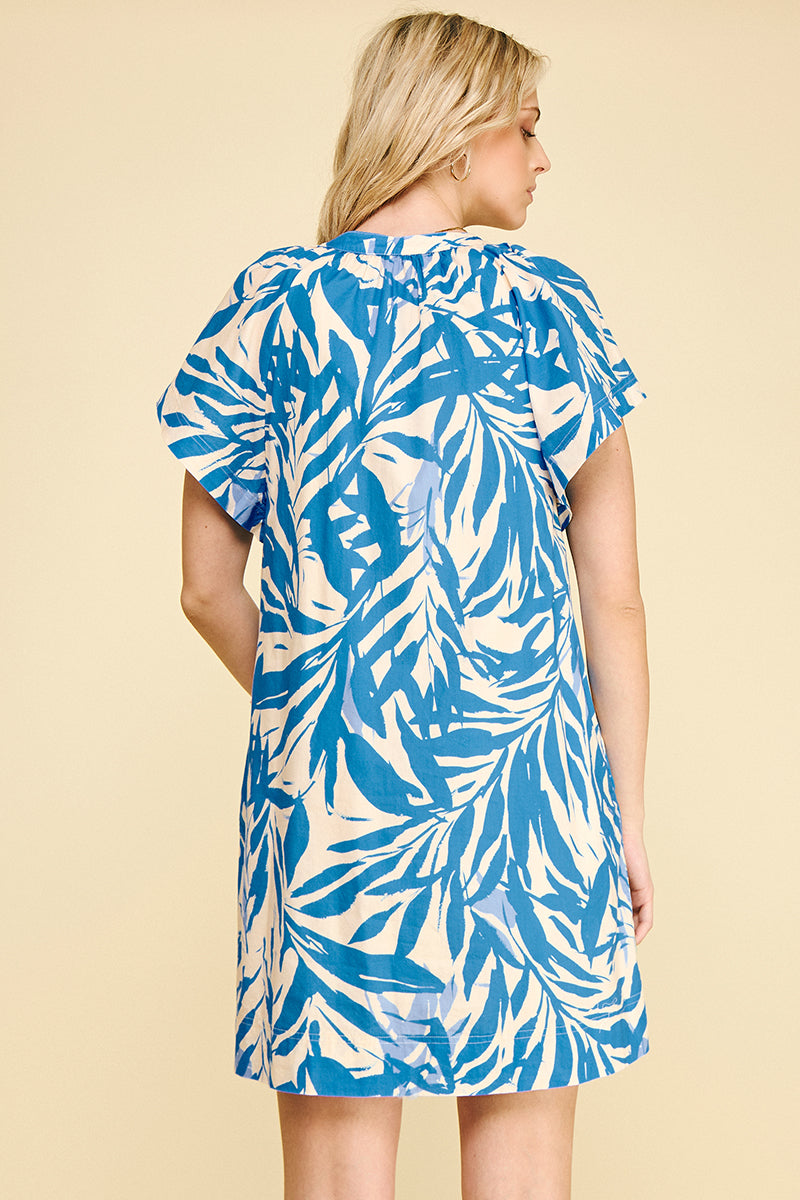 modern botanical print tiered short dress PINCH Leslie Botanical Print Tunic Mini Dress M