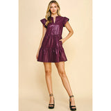 Sofia Eggplant Pu Leather PINCH Mini Dress-SALE