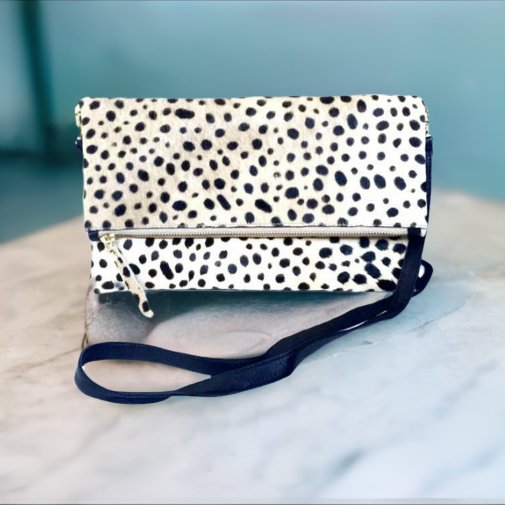 Leopard print foldover discount clutch