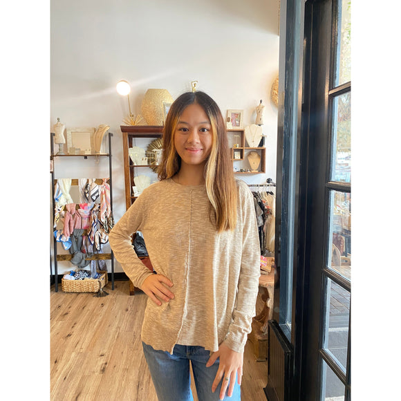 Briana Miracle Beige Marl Sweater Top-SALE