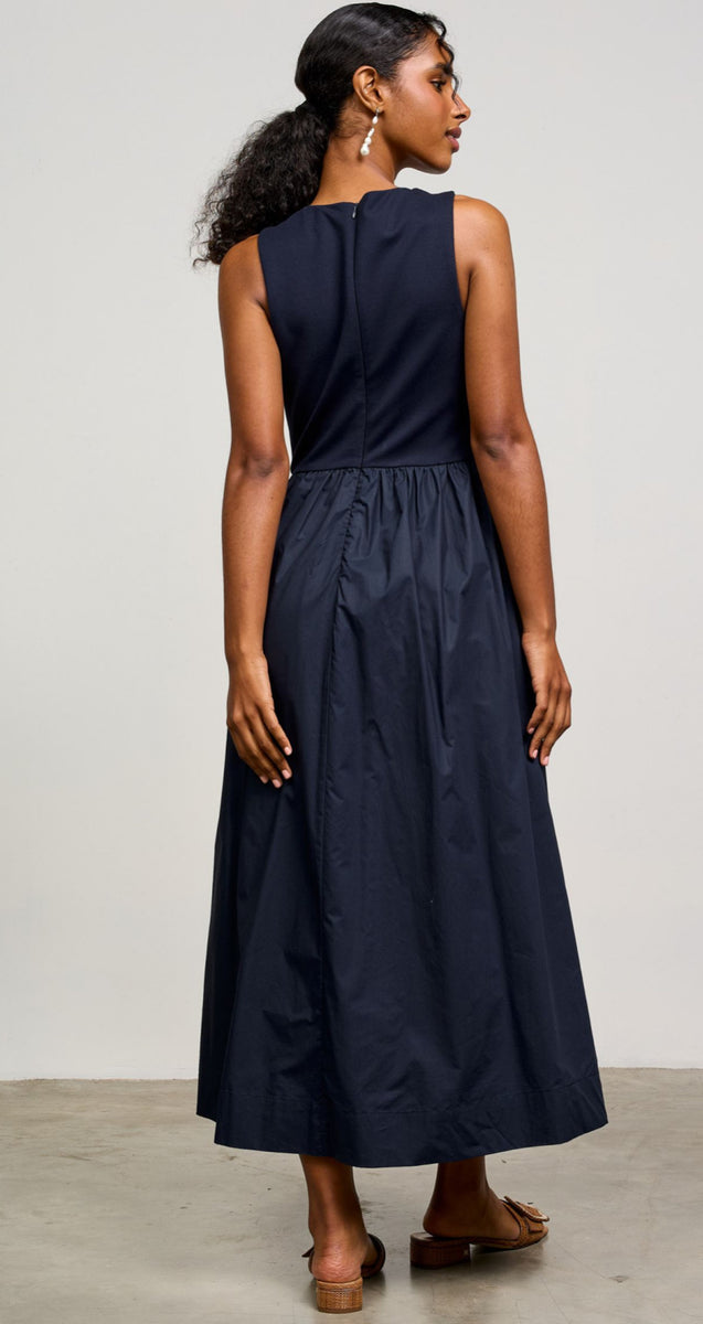 midi length dress Bow-Detail Pleated A-Line Midi Dress in Ivory - 4