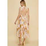 Colleen Floral Open Back Tiered Midi TCEC Dress