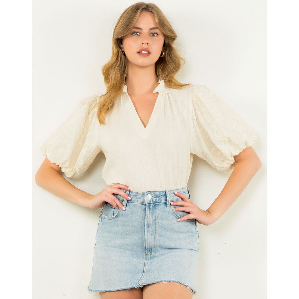 THML Ellie Cream Emboidered Puff Sleeve Top – Fig Tree Jewelry