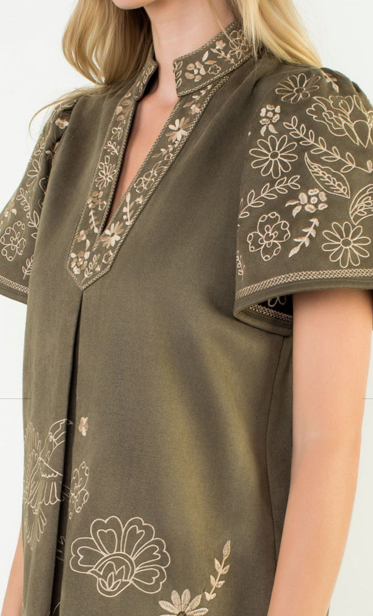 THML Vianney Short Sleeve Embroidered Detailed Dress- SALE – Fig Tree  Jewelry & Accessories