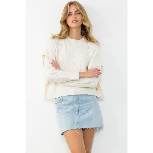 Kennedy Cream Textured Knit THML Sweater-SALE