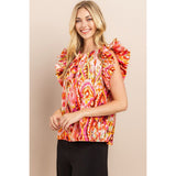 Adele Pink Abstract Printed TCEC Top