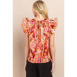Adele Pink Abstract Printed TCEC Top