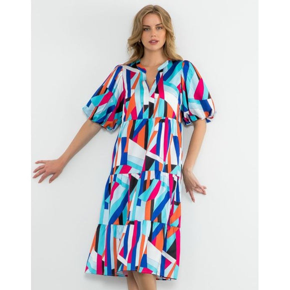 Liza Puff Sleeve Abstract THML Dress-SALE