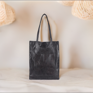 Latico Margie Black Leather Tote Handbag