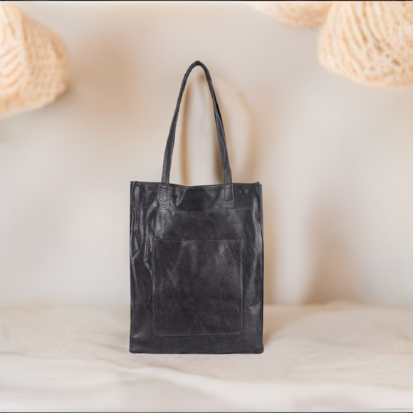 Latico Margie Black Leather Tote Handbag