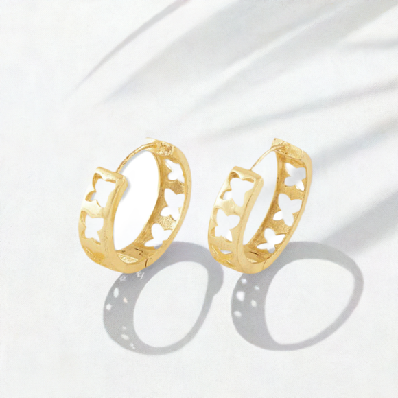 Chelsea Gold Butterfly Detailed Link Hoop Earrings