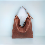 Tano Oversized Leather Cognac Tote Handbag