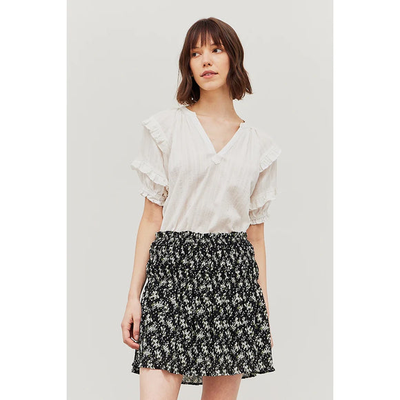 Wren Off White Cotton Ruffle Sleeve Blouse Grade and Gather-SALE