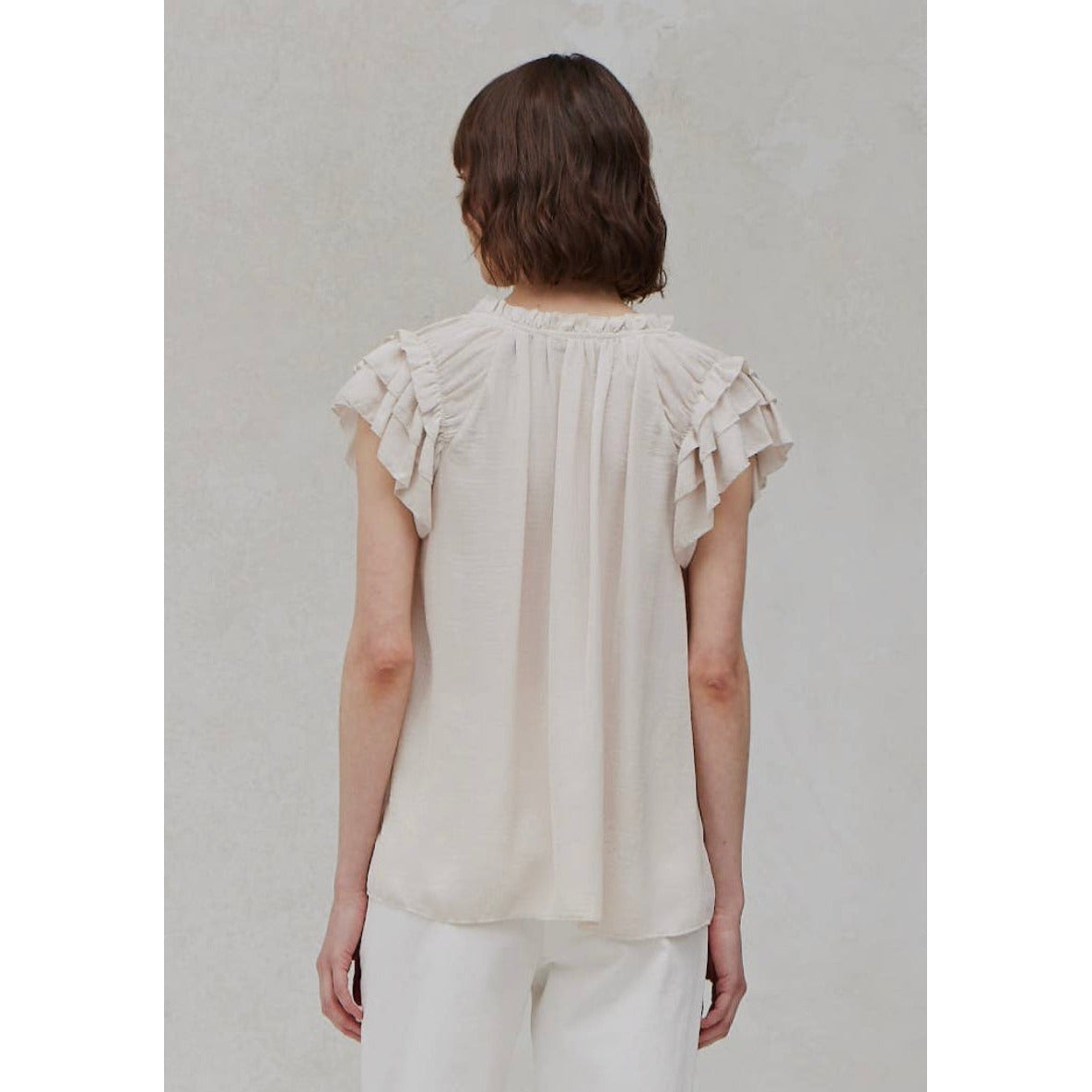 Willa Cream Ruffle Sleeve Blouse Grade and Gather