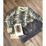 Ella Black and Cream Ribbed Knit THML Sweater-SALE