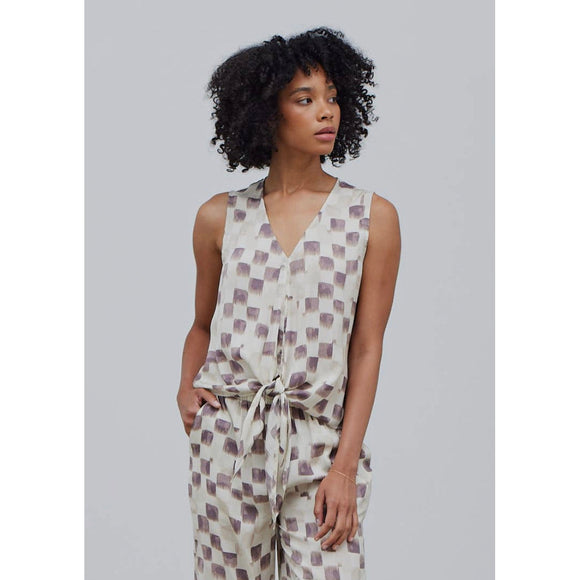 Willow Checker Printed Tied Top Grade and Gather-SALE