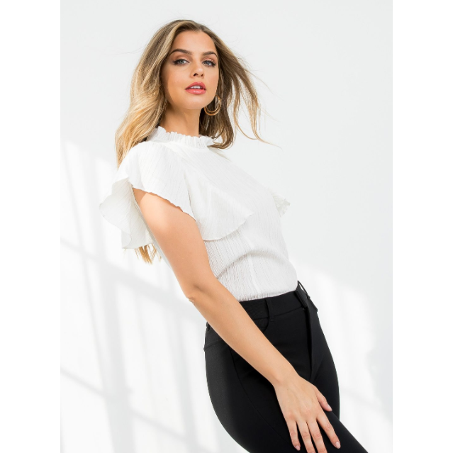 Smocked Flutter Sleeve Crop Top