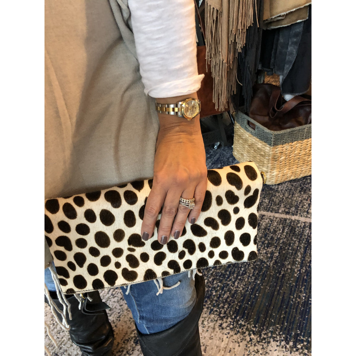Clare V, Bags, Clare V Suede Leopard Clutch