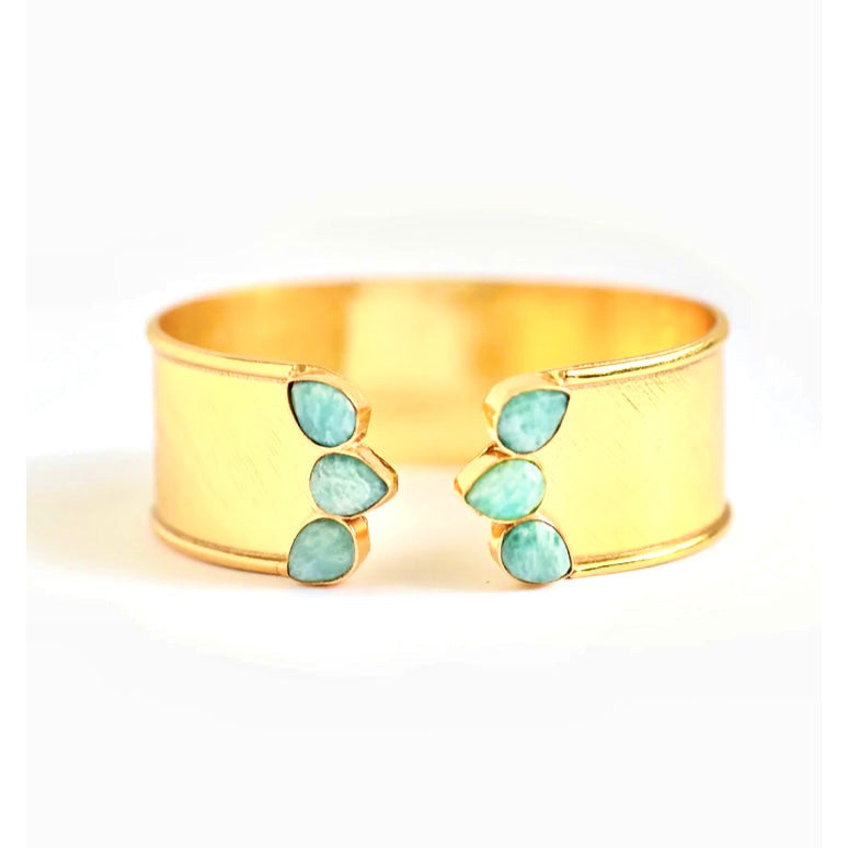 Abrea Multi Stone Gold Cuff Bracelet Fig Tree Jewelry & Accessories