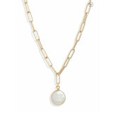 Lita Pearl Paperclip Chain Link Necklace