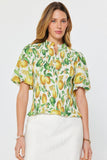 Amari Lemon Print Puff Sleeve Current Air Blouse