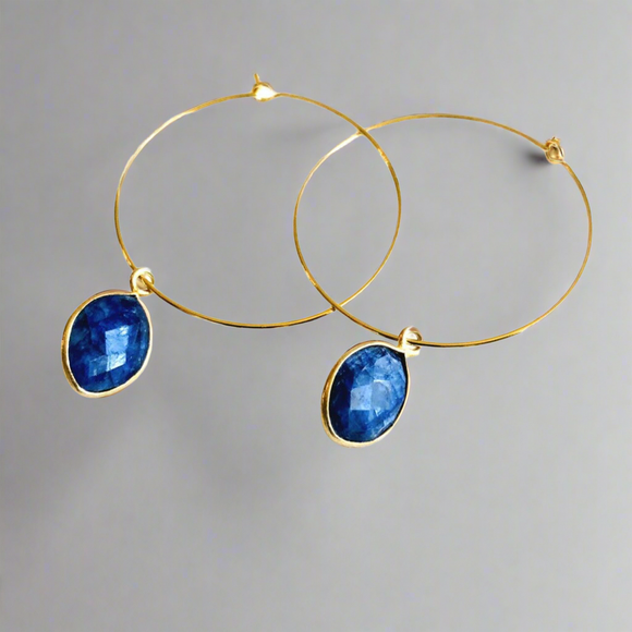 Amie Blue Lapis Hoop Earrings