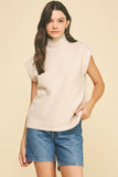 Dina Turtle Neck Cap Sleeve PINCH Sweater Top