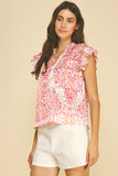 PINCH Deven Paisley RuffleSleeve Blouse