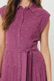Avani Button Down Short Dress with Pleated Skirt