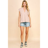 Eve Cap Sleeves V-Neck Pinch Top