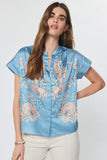 Magaly Split V Neck Button Down Current Air Blouse