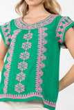 Yvonee Short Sleeve Embroidered THML Top
