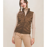 Love Tree Brown Puffer Vest with Zipper Pockets