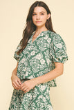 PINCH Katya Floral Print Button Down Blouse Top