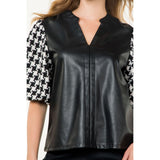 Jemma Mixed Media Leather THML Top