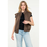 Twyla Striped Texture Zip Up THML Vest Jacket-SALE