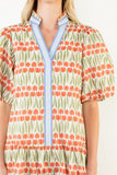 THML Farah Puff Sleeve Geometric Pattern Dress