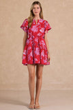 Kassie Floral Printed Flutter Sleeve Mini Current Air Dress