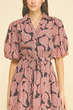 PINCH Lisa Floral Button Down Tiered Midi Dress