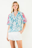 THML Felicity Floral Pattern Puff Sleeve V Neck Top