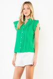 THML Alison Flutter Sleeve Button Down Top