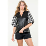 Jemma Mixed Media Leather THML Top - SALE