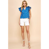 Tina Short Sleeve Buttondown Pinch Top