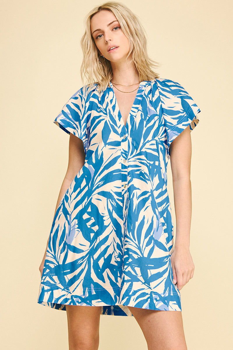 PINCH Leslie Botanical Print Tunic Mini Dress M PINCH Leslie Botanical Print Tunic Mini Dress M