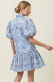 PINCH Jesse Geometric Print Puffed Sleeve Mini Dress
