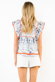 THML Brena Flutter Short Sleeve Palm Tree Top