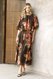 THML Ava Floral Print Skirt with Velvet Tie Waist